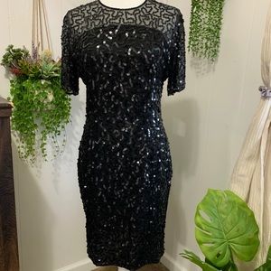 Sequin midi black dress